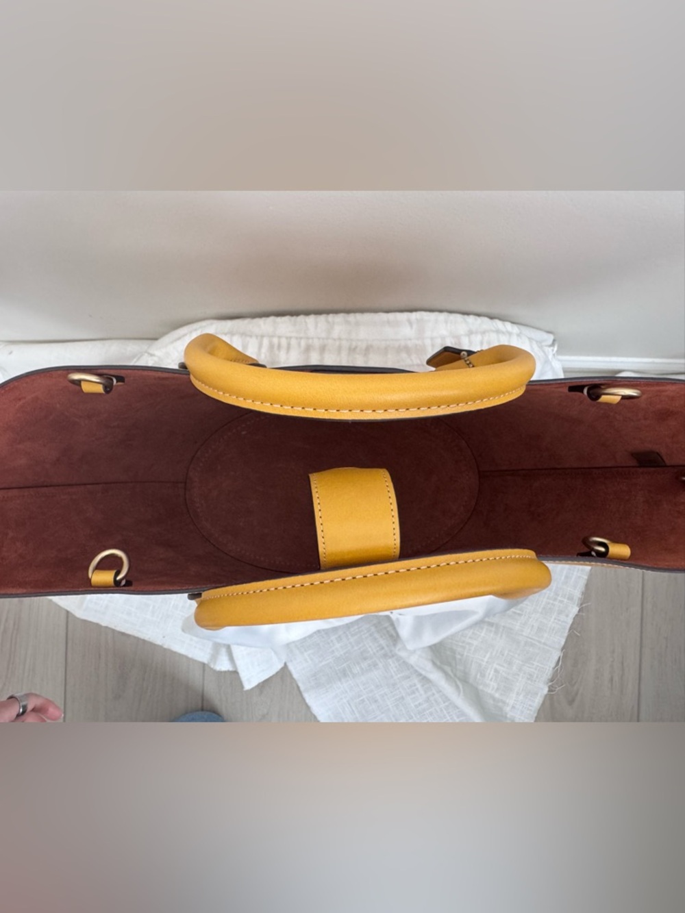 Coach Pebbled Leather Tote in Mustard Gold with two detachable shoulder straps - Picture 7 of 16